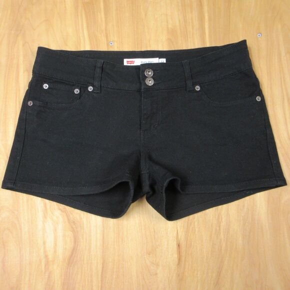 LEVI'S Black Denim Jean Shorty Shorts Juniors 13 Shortie Hot Pants Booty Jorts - Picture 1 of 13